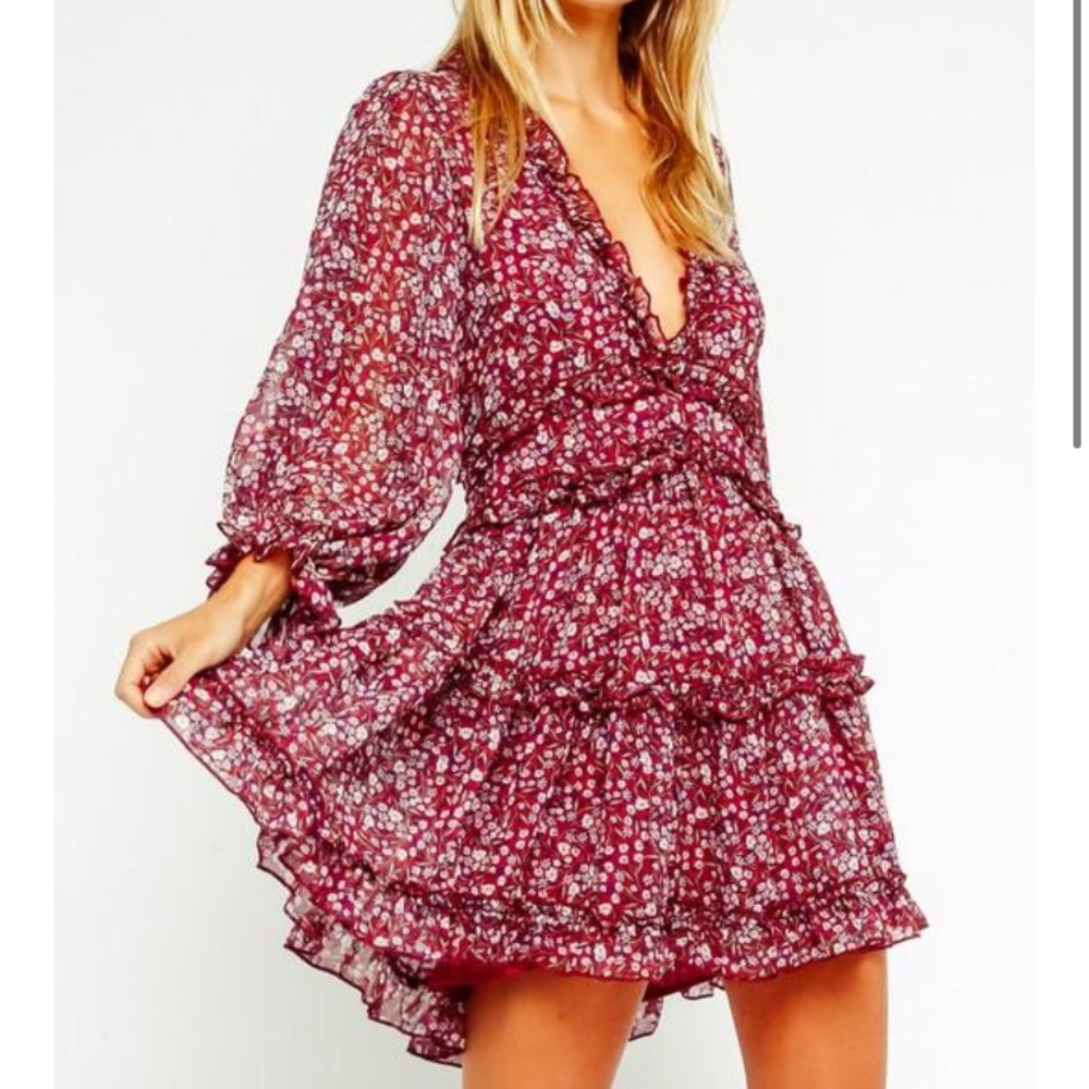 Row A Floral Mini Dress. Size M. Open Back. Originally From Nordstrom. Red/Black